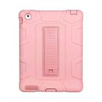 C5 Four Corners Shockproof Silicone + PC Protective Case with Holder For iPad 4 / 3 / 2(Rose Gold)