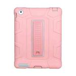 C5 Four Corners Shockproof Silicone + PC Protective Case with Holder For iPad 4 / 3 / 2(Rose Gold + Grey)