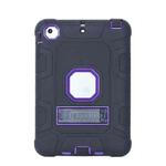 C5 Four Corners Shockproof Silicone + PC Protective Case with Holder For iPad mini 3 / 2 / 1(Black + Purple)
