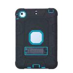 C5 Four Corners Shockproof Silicone + PC Protective Case with Holder For iPad mini 3 / 2 / 1(Black + Blue)