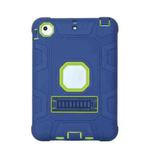 C5 Four Corners Shockproof Silicone + PC Protective Case with Holder For iPad mini 3 / 2 / 1(Navy Blue + Lemon Yellow)