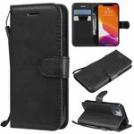 For iPhone 13 mini Pure Color Horizontal Flip Leather Case with Holder & Card Slots & Wallet & Lanyard (Black)