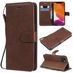 For iPhone 13 Pure Color Horizontal Flip Leather Case with Holder & Card Slots & Wallet & Lanyard(Brown)