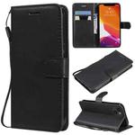 For iPhone 13 Pure Color Horizontal Flip Leather Case with Holder & Card Slots & Wallet & Lanyard(Black)