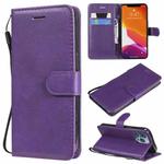 For iPhone 13 Pro Pure Color Horizontal Flip Leather Case with Holder & Card Slots & Wallet & Lanyard (Purple)