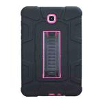 For Samsung Galaxy Tab A 8.0 2015 C5 Four Corners Shockproof Silicone + PC Protective Case with Holder(Black + Rose Red)