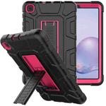 For Samsung Galaxy Tab A 8.4 T307 C5 Four Corners Shockproof Silicone + PC Protective Case with Holder(Black + Rose Red)