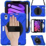 For iPad mini 6 Silicone + PC Protective Tablet Case with Holder & Shoulder Strap(Blue)