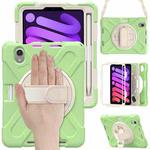 For iPad mini 6 Silicone + PC Protective Tablet Case with Holder & Shoulder Strap(Matcha Green)