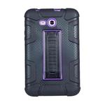 For Samsung Galaxy Tab E 7.0 T110 C5 Four Corners Shockproof Silicone + PC Protective Case with Holder(Black + Purple)