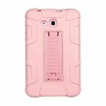 For Samsung Galaxy Tab E 7.0 T110 C5 Four Corners Shockproof Silicone + PC Protective Case with Holder(Rose Gold)