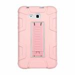 For Samsung Galaxy Tab E 7.0 T110 C5 Four Corners Shockproof Silicone + PC Protective Case with Holder(Rose Gold + Grey)