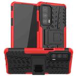 For Motorola Edge 20 Pro Tire Texture Shockproof TPU+PC Protective Case with Holder(Red)