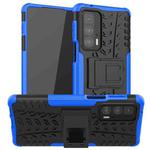 For Motorola Edge 20 Pro Tire Texture Shockproof TPU+PC Protective Case with Holder(Blue)