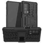 For Motorola Edge 20 Pro Tire Texture Shockproof TPU+PC Protective Case with Holder(Black)
