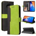 For Tecno Spark 6 Business Stitching-Color Horizontal Flip PU Leather Case with Holder & Card Slots & Photo Frame(Green)