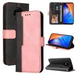 For Tecno Spark 6 Business Stitching-Color Horizontal Flip PU Leather Case with Holder & Card Slots & Photo Frame(Pink)