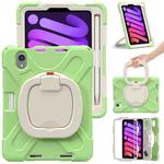 For iPad mini 6 Silicone + PC Protective Tablet Case with Holder & Shoulder Strap(Matcha Green)