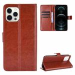 For iPhone 13 Crazy Horse Texture Horizontal Flip Leather Case with Holder & Card Slots & Lanyard(Brown)