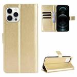 For iPhone 13 Pro Crazy Horse Texture Horizontal Flip Leather Case with Holder & Card Slots & Lanyard (Gold)