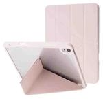 Deformation Transparent Acrylic Horizontal Flip PU Leather Case with Multi-folding Holder & Sleep / Wake-up Function & Pen Slot For iPad Air 2022 / 2020 10.9(Rose Gold)