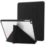 Deformation Transparent Acrylic Horizontal Flip PU Leather Tablet Case with Multi-folding Holder & Sleep / Wake-up Function & Pen Slot For iPad 9.7 2017 / 2018 / Pro 9.7(Black)