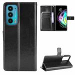 For Motorola Edge 20 Crazy Horse Texture Horizontal Flip Leather Case with Holder & Card Slots & Lanyard(Black)