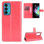 For Motorola Edge 20 Crazy Horse Texture Horizontal Flip Leather Case with Holder & Card Slots & Lanyard(Red)