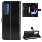 For Motorola Edge 2021 Crazy Horse Texture Horizontal Flip Leather Case with Holder & Card Slots & Lanyard(Black)