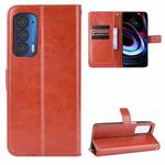 For Motorola Edge 2021 Crazy Horse Texture Horizontal Flip Leather Case with Holder & Card Slots & Lanyard(Brown)