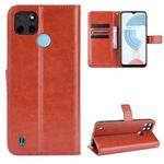 For OPPO Realme C21Y Crazy Horse Texture Horizontal Flip Leather Case with Holder & Card Slots & Lanyard(Brown)