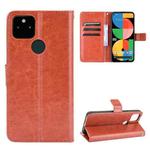 For Google Pixel 5a 5G Crazy Horse Texture Horizontal Flip Leather Case with Holder & Card Slots & Lanyard(Brown)