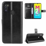 For Samsung Galaxy M21 2021 Crazy Horse Texture Horizontal Flip Leather Case with Holder & Card Slots & Lanyard(Black)