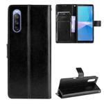 For Sony Xperia 10 III Crazy Horse Texture Horizontal Flip Leather Case with Holder & Card Slots & Lanyard(Black)