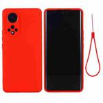 For Honor 50 Pro Solid Color Liquid Silicone Dropproof Full Coverage Protective Case(Red)