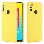 For Samsung Galaxy M21 2021 Solid Color Liquid Silicone Dropproof Full Coverage Protective Case(Yellow)