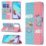 For Xiaomi Redmi 10 Colored Drawing Pattern Invisible Magnetic Horizontal Flip PU Leather Case with Holder & Card Slots & Wallet(Elephant)