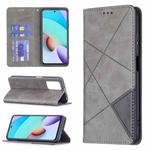 For Xiaomi Redmi 10 Rhombus Texture Horizontal Flip Magnetic Leather Case with Holder & Card Slots(Grey)