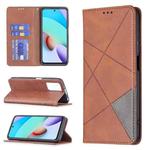 For Xiaomi Redmi 10 Rhombus Texture Horizontal Flip Magnetic Leather Case with Holder & Card Slots(Brown)