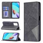 For Xiaomi Redmi 10 Rhombus Texture Horizontal Flip Magnetic Leather Case with Holder & Card Slots(Black)