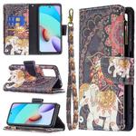 For Xiaomi Redmi 10 Colored Drawing Pattern Zipper Horizontal Flip Leather Case with Holder & Card Slots & Wallet(Flower Elephants)