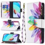 For Xiaomi Redmi 10 Colored Drawing Pattern Zipper Horizontal Flip Leather Case with Holder & Card Slots & Wallet(Sun Flower)