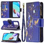 For Xiaomi Redmi 10 Colored Drawing Pattern Zipper Horizontal Flip Leather Case with Holder & Card Slots & Wallet(Purple Butterfly)