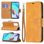 For Xiaomi Redmi 10 Retro Lambskin Texture Pure Color Horizontal Flip PU Leather Case with Holder & Card Slots & Wallet & Lanyard(Yellow)