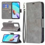 For Xiaomi Redmi 10 Retro Lambskin Texture Pure Color Horizontal Flip PU Leather Case with Holder & Card Slots & Wallet & Lanyard(Grey)