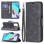 For Xiaomi Redmi 10 Retro Lambskin Texture Pure Color Horizontal Flip PU Leather Case with Holder & Card Slots & Wallet & Lanyard(Black)