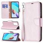 For Xiaomi Redmi 10 Litchi Texture Pure Color Horizontal Flip PU Leather Case with Holder & Card Slots & Wallet & Lanyard(Rose Gold)