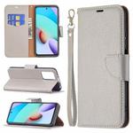 For Xiaomi Redmi 10 Litchi Texture Pure Color Horizontal Flip PU Leather Case with Holder & Card Slots & Wallet & Lanyard(Grey)