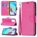 For Xiaomi Redmi 10 Litchi Texture Pure Color Horizontal Flip PU Leather Case with Holder & Card Slots & Wallet & Lanyard(Rose Red)