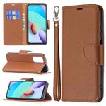 For Xiaomi Redmi 10 Litchi Texture Pure Color Horizontal Flip PU Leather Case with Holder & Card Slots & Wallet & Lanyard(Brown)